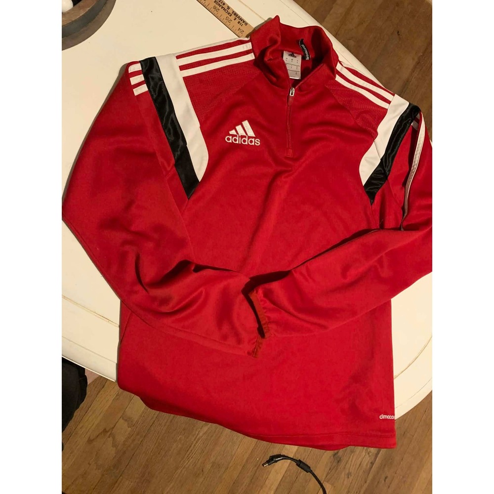 Adidas ClimaCool‎ Red 1/4 Zip Long Sleeve Soccer Athletic Track Jacket Men's S